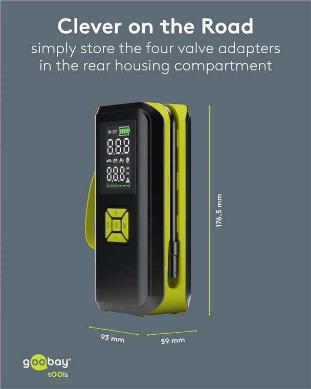 Compressore d'aria Portatile a Batteria Ricaricabile e Display a LED - 6