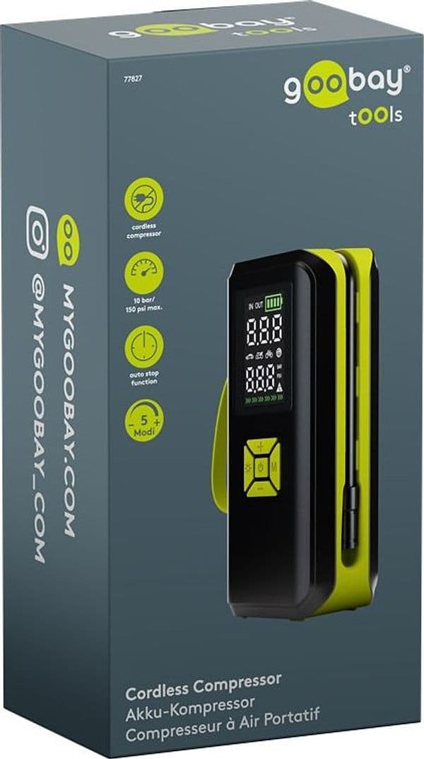 Compressore d'aria Portatile a Batteria Ricaricabile e Display a LED - 10