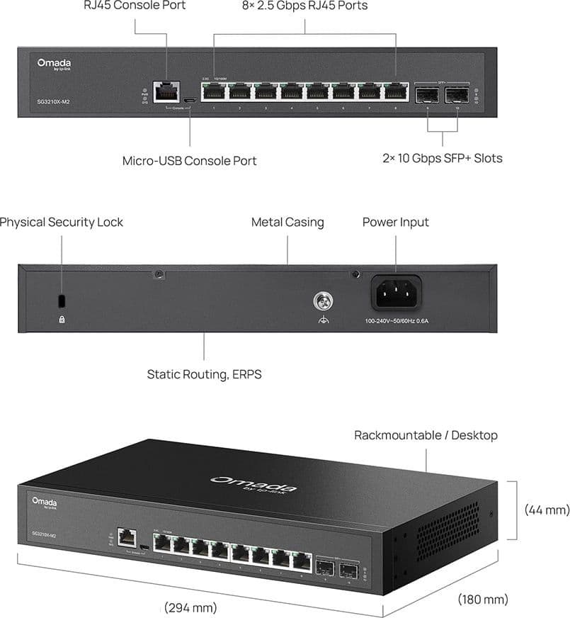 Switch Managed L2+ con 8 Porte 2.5G e 2 Slot 10GE SFP+, SG3210X-M2 - 4