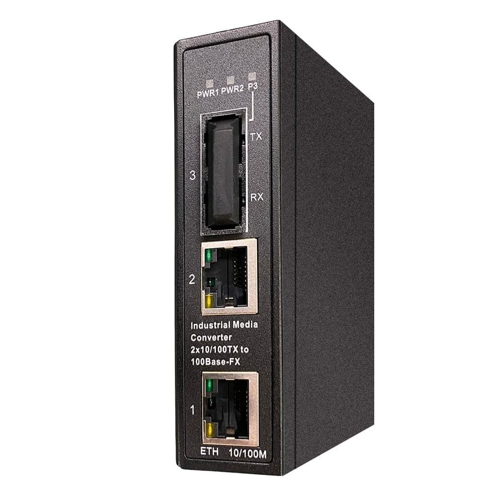 Convertitore Industriale Fast Ethernet a fibra ottica su guida DIN