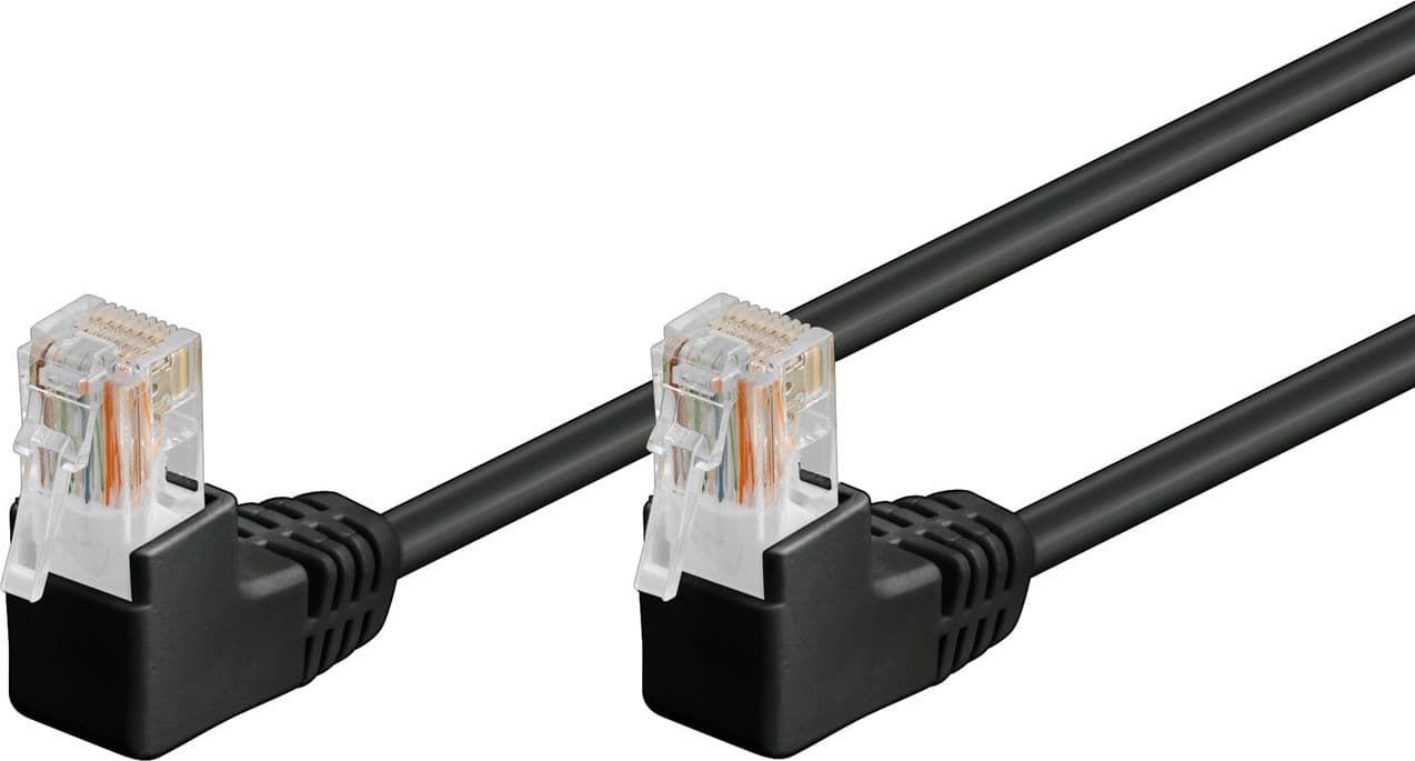 Cavo di rete Patch Angolato 90&deg CCA Cat. 5e Nero UTP 0,25 m - 4