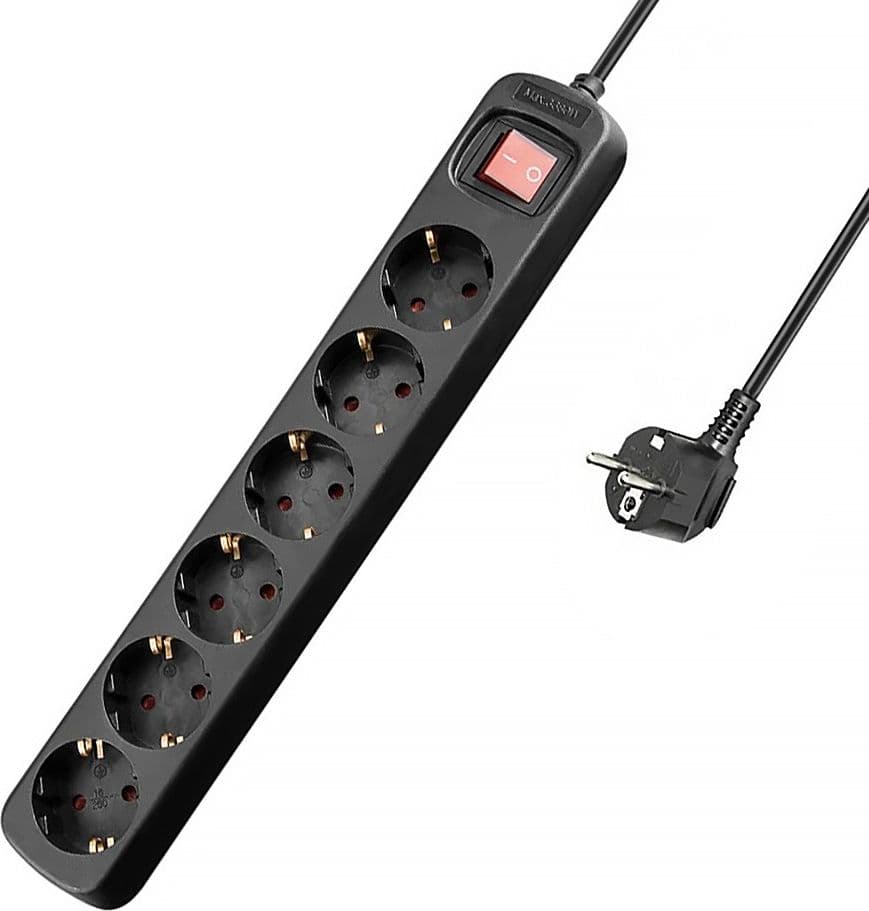 Presa Multipla a 6 Posti Schuko con Cavo 1,5m Nero - 6
