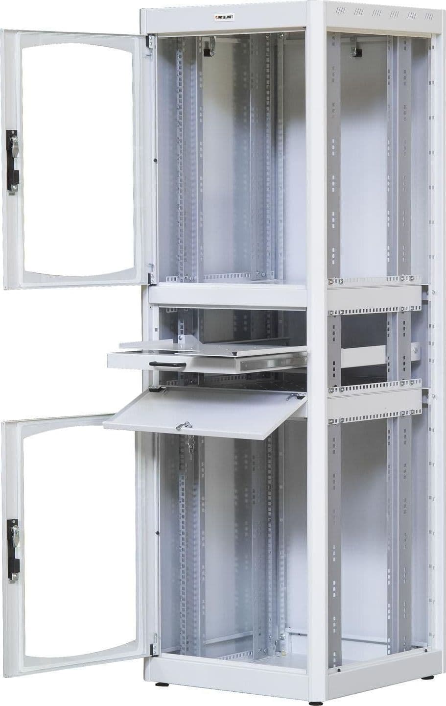 Armadio Rack 19'' 600x600 38U con Ripiano Tastiera Grigio - 4