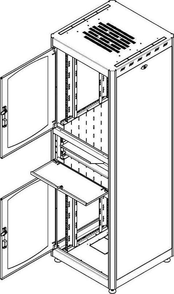 Armadio Rack 19'' 600x600 38U con Ripiano Tastiera Grigio - 8