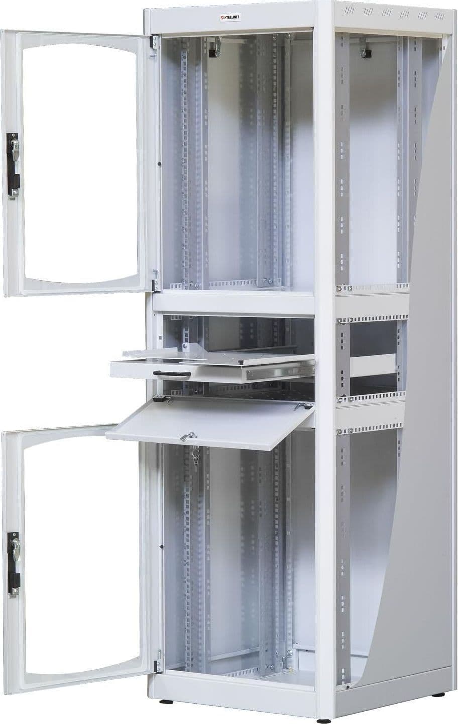 Armadio Rack 19'' 600x600 38U con Ripiano Tastiera Grigio - 9