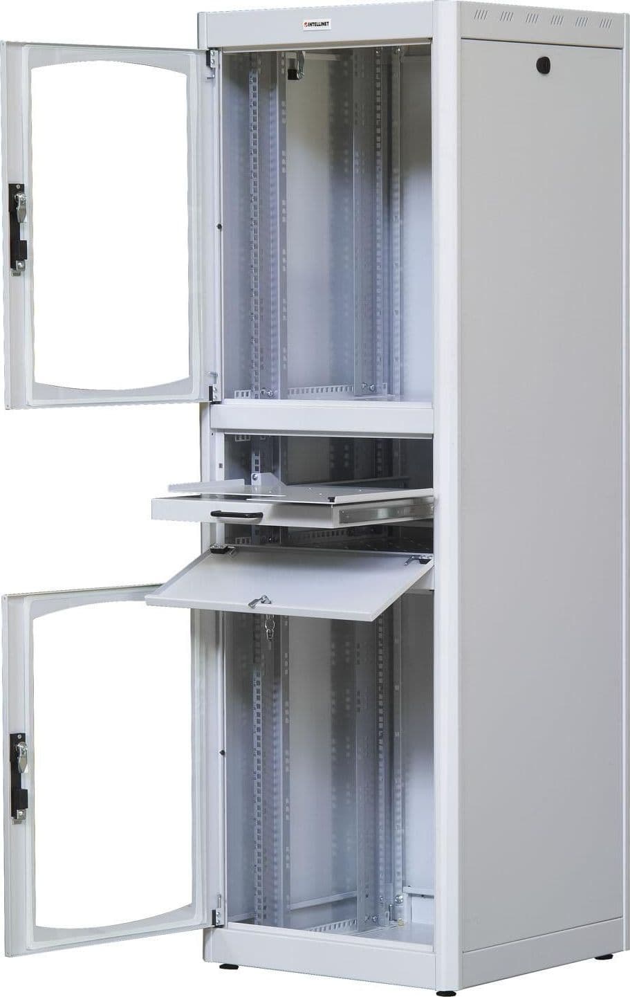 Armadio Rack 19'' 600x600 38U con Ripiano Tastiera Grigio - 10