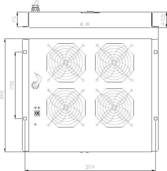Gruppo di 4 Ventole a Soffitto Senza Termostato per Rack 19'' Nero - 2