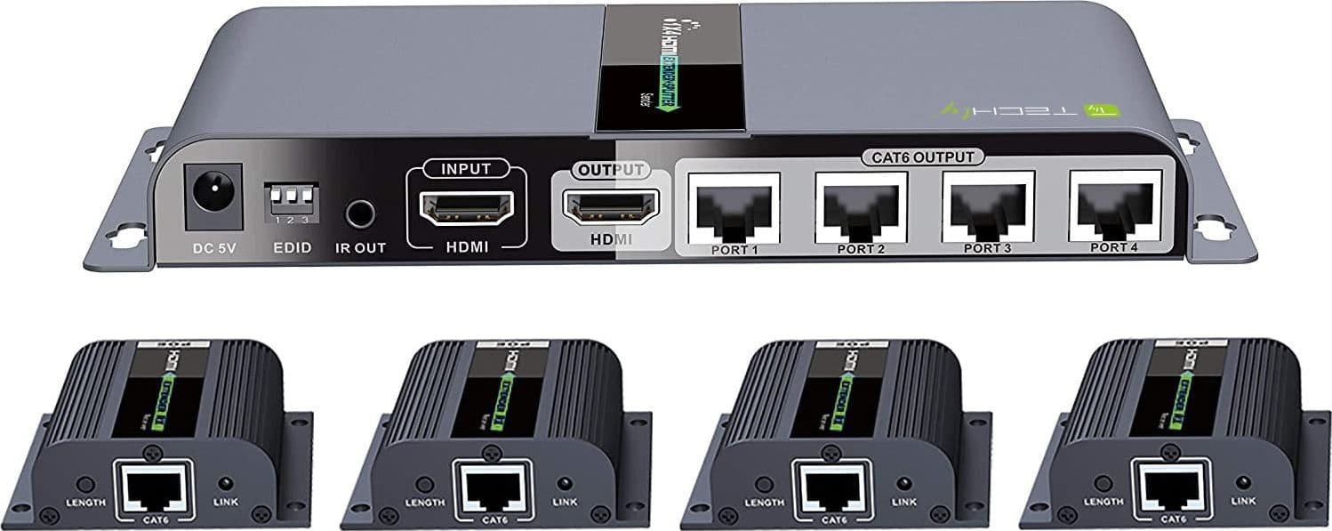 Extender Splitter HDMI 1x4 PoE con IR su Cavo Cat.6 fino 40m - 2