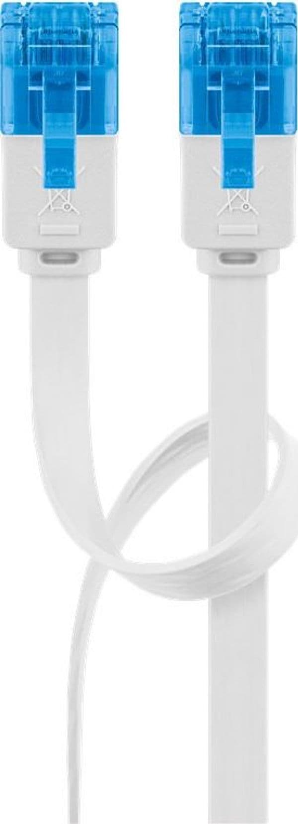 Cavo di Rete Patch Piatto in Rame Cat.6A UTP 5m Bianco - 2