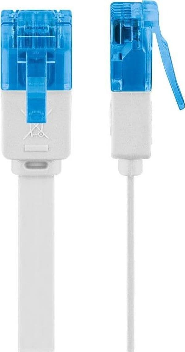 Cavo di Rete Patch Piatto in Rame Cat.6A UTP 5m Bianco - 3