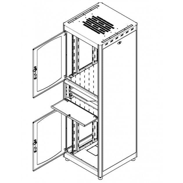 Armadio Rack 19'' 600x800 38U con Ripiano Tastiera Grigio - 5