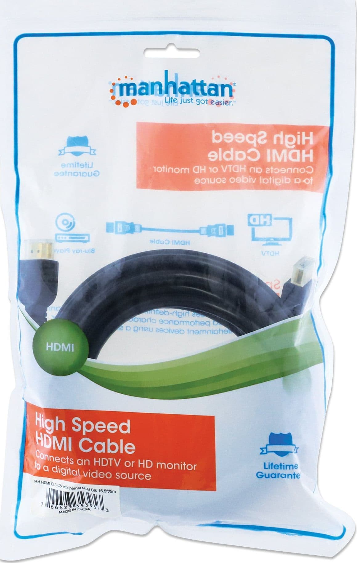 Cavo HDMI CL3 High Speed con Ethernet A/A M/M 5m Nero - 7
