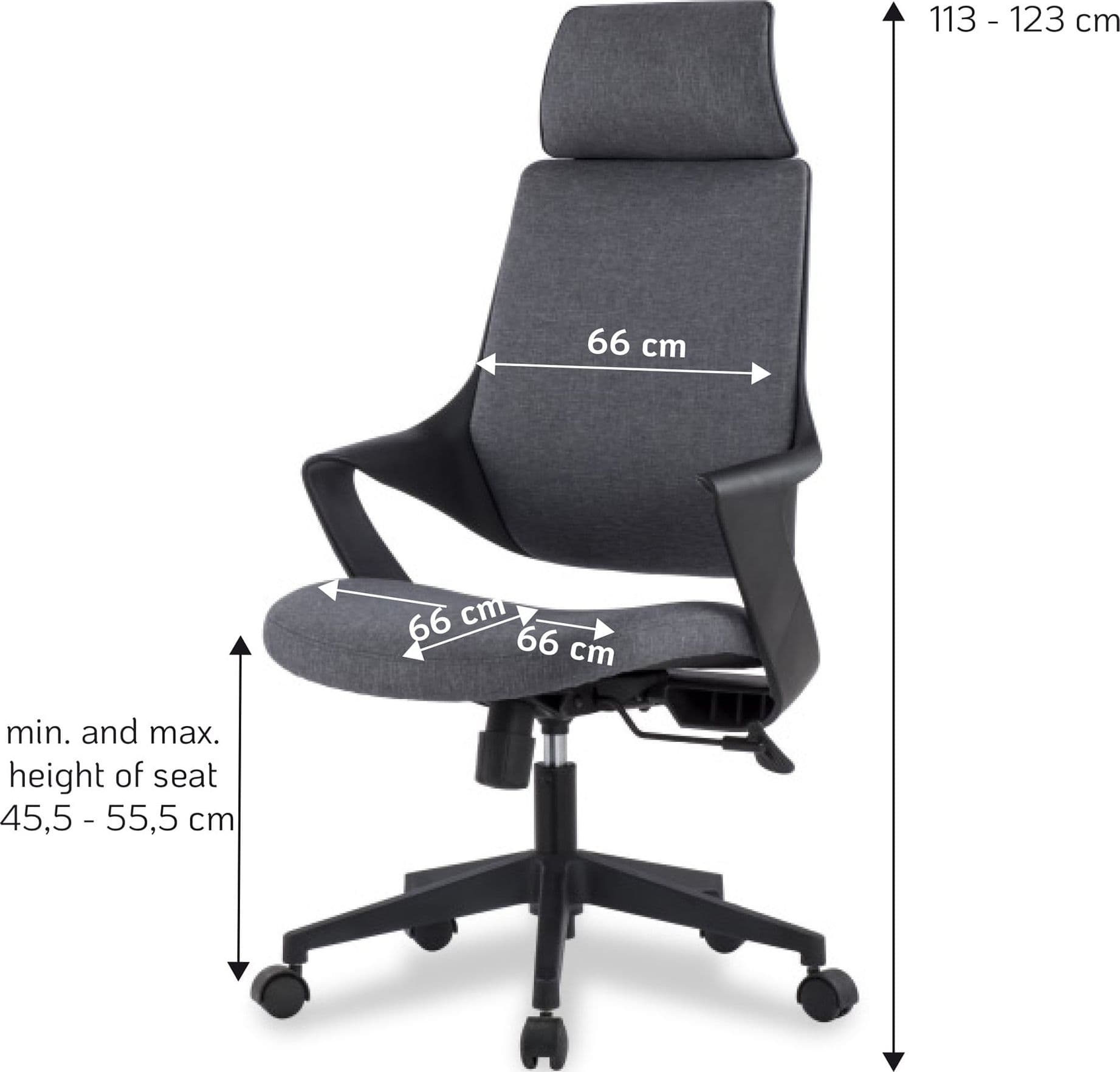 Sedia per Ufficio con Schienale Alto Design Moderno Grigio - 3