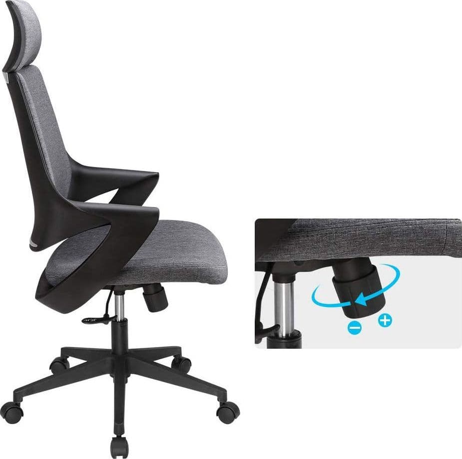 Sedia per Ufficio con Schienale Alto Design Moderno Grigio - 5
