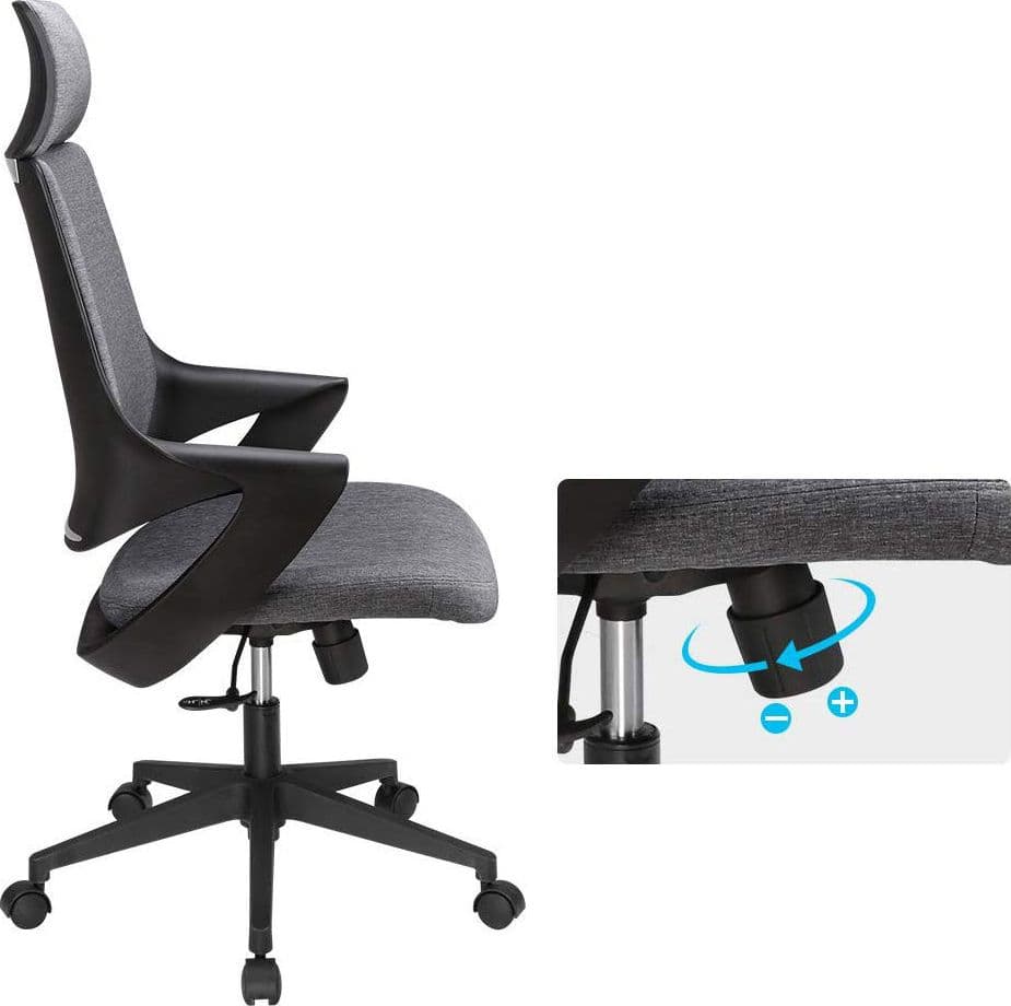 Sedia per Ufficio con Schienale Alto Design Moderno Grigio - 6