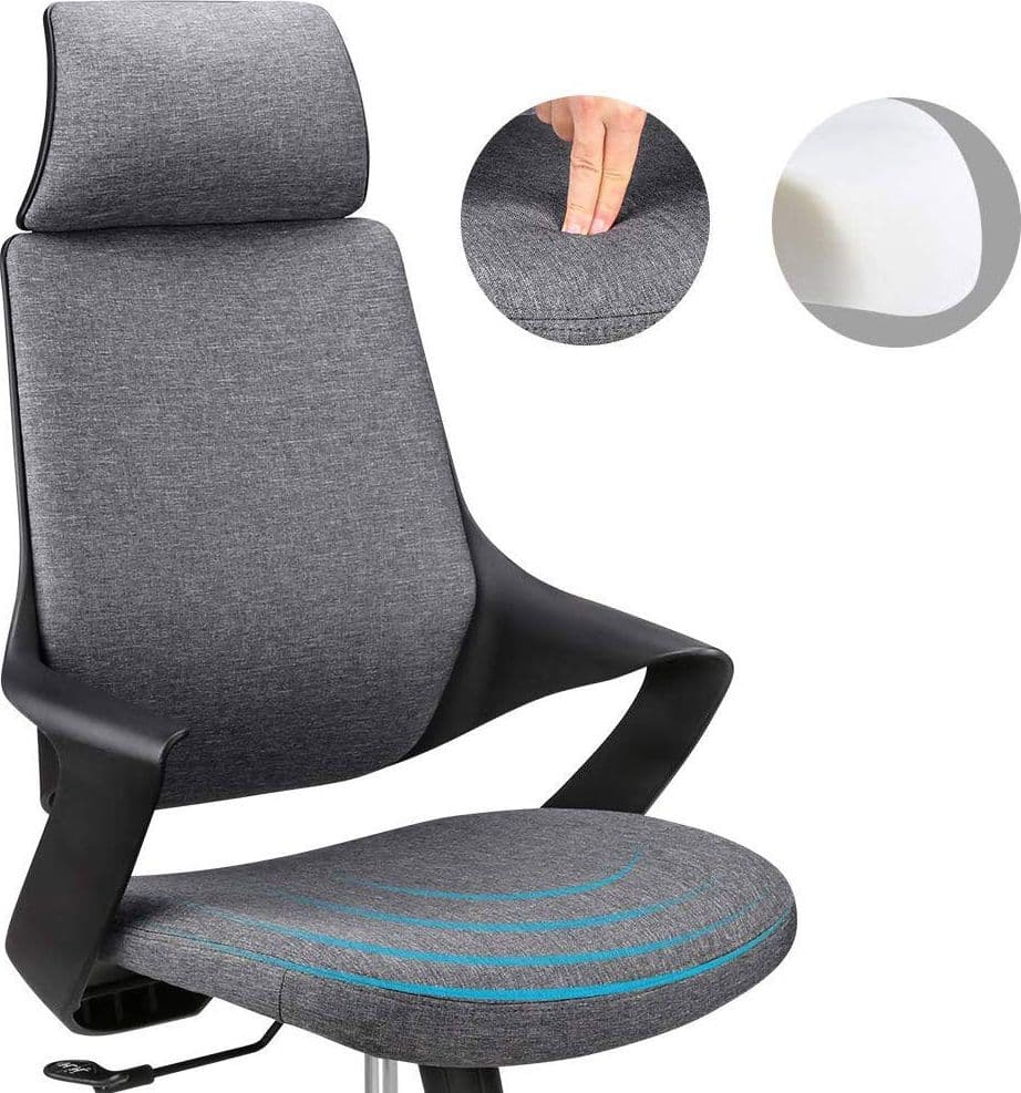 Sedia per Ufficio con Schienale Alto Design Moderno Grigio - 7