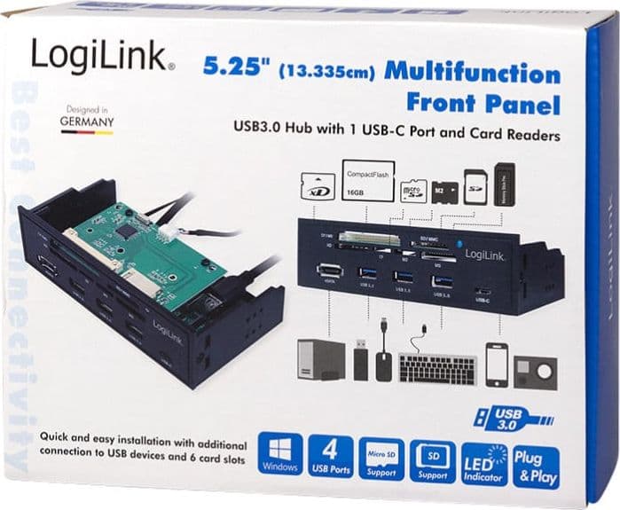 Pannello Frontale 5,25'' Multifunzione con Lettore di Memorie 6 vie - 2