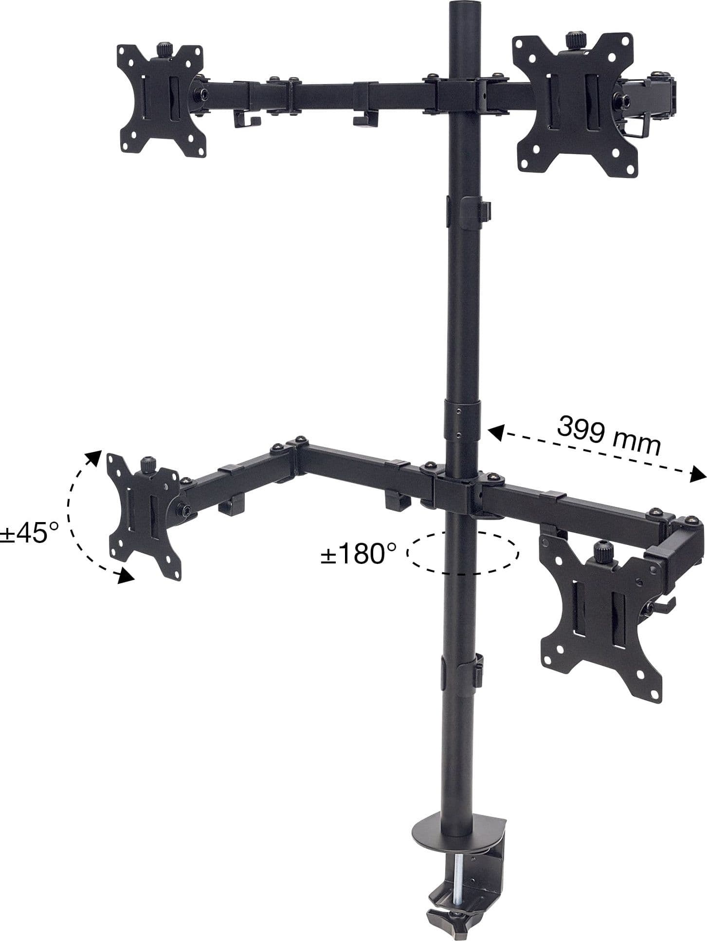 Supporto da Scrivania per 4 Monitor 13-32'' con Morsetto - 5