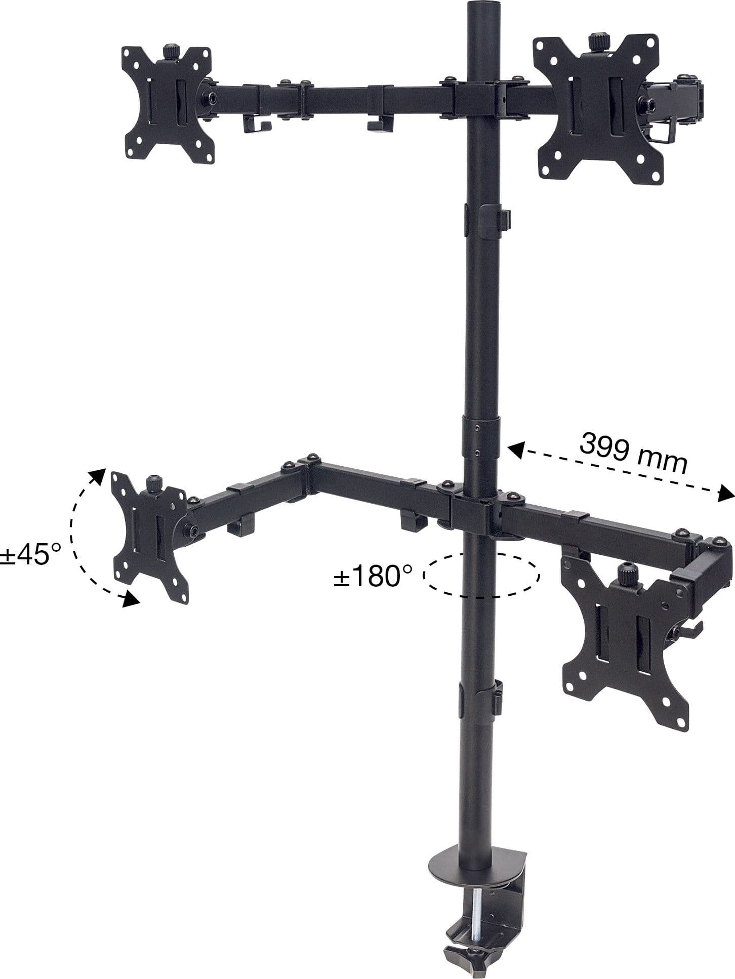 Supporto da Scrivania per 4 Monitor 13-32'' con Morsetto - 9