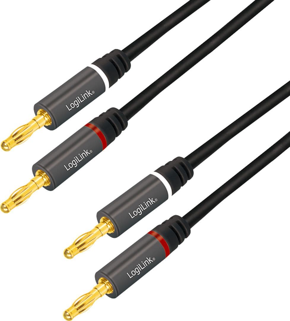 Cavo per Altoparlanti 2x2 Spinotti a Banana Nylon Nero 5m - 8