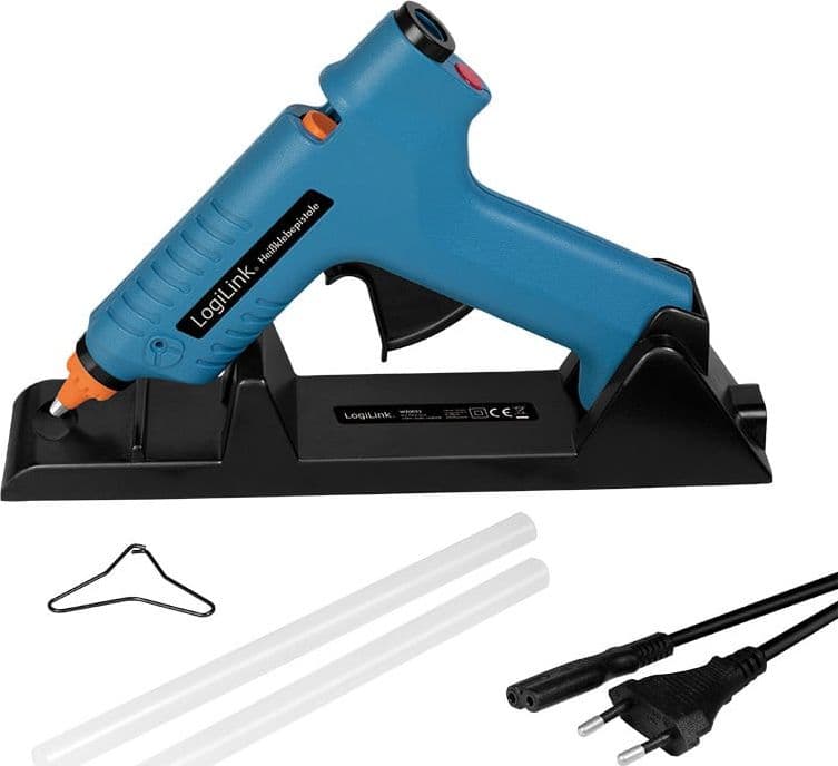Pistola per Colla a Caldo Wireless, 80W, con supporto, blu - 4