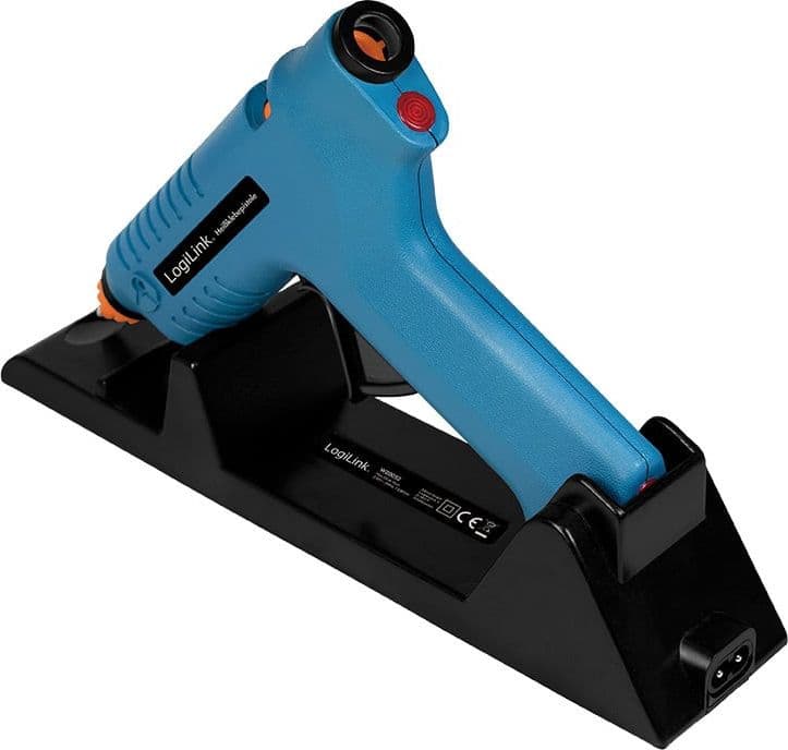 Pistola per Colla a Caldo Wireless, 80W, con supporto, blu - 5