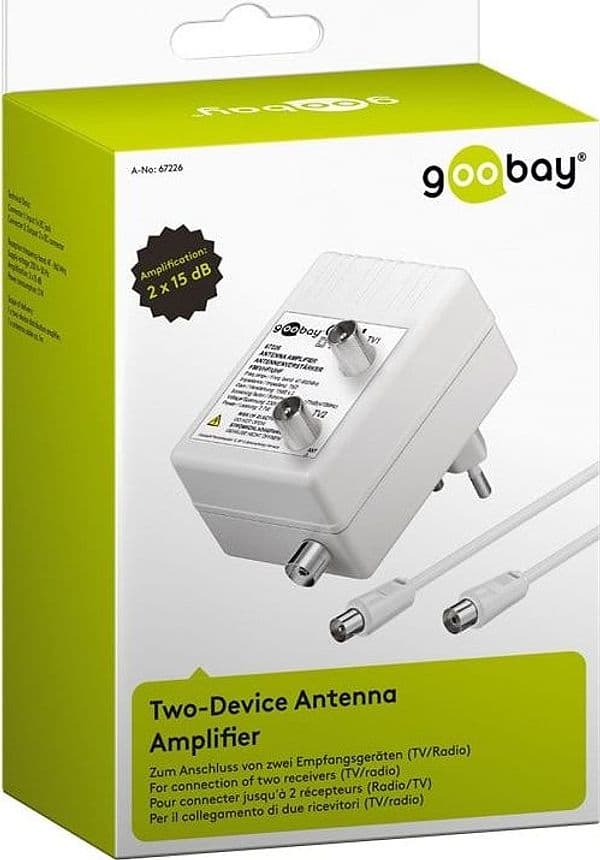 Amplificatore per Antenna Due Dispositivi (DVB-T / DVB-T2 / DVB-C) con Cavo - 2