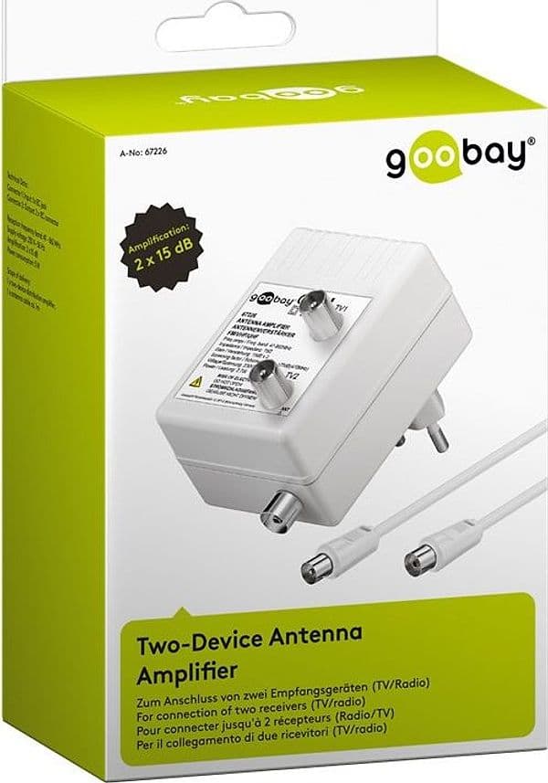 Amplificatore per Antenna Due Dispositivi (DVB-T / DVB-T2 / DVB-C) con Cavo - 6
