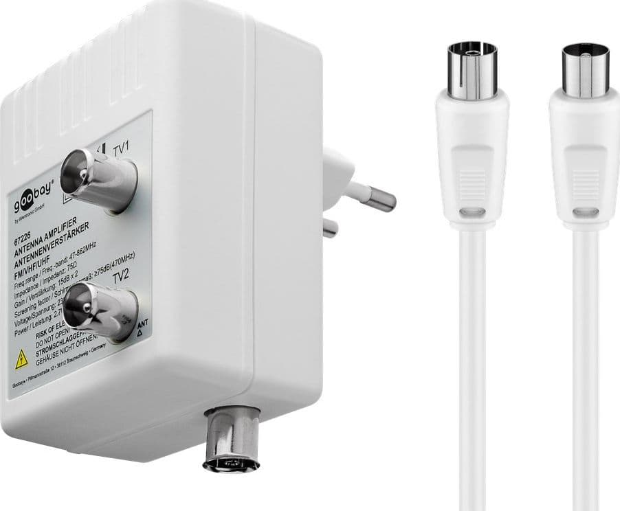 Amplificatore per Antenna Due Dispositivi (DVB-T / DVB-T2 / DVB-C) con Cavo - 9