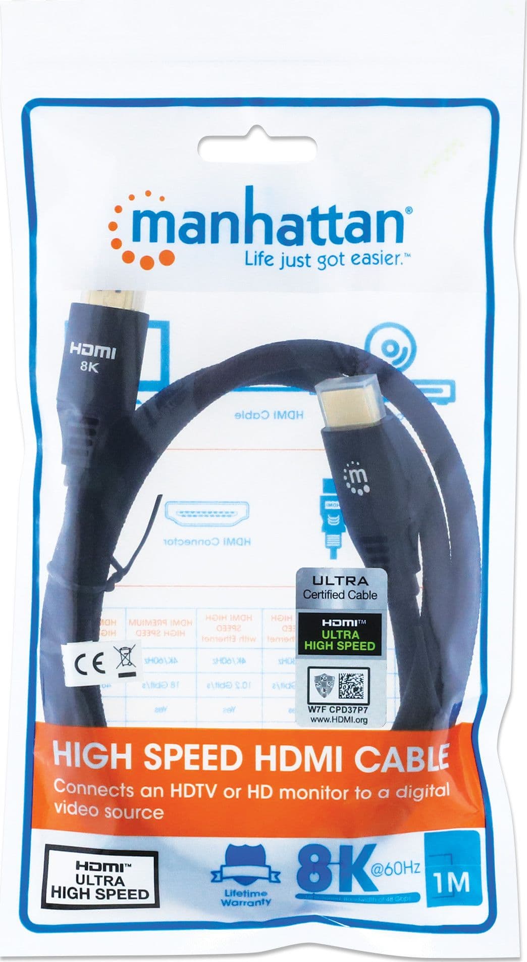 Cavo HDMI con Ethernet ad Altissima Velocit&agrave Certificato 8K@60Hz eARC 1m - 6