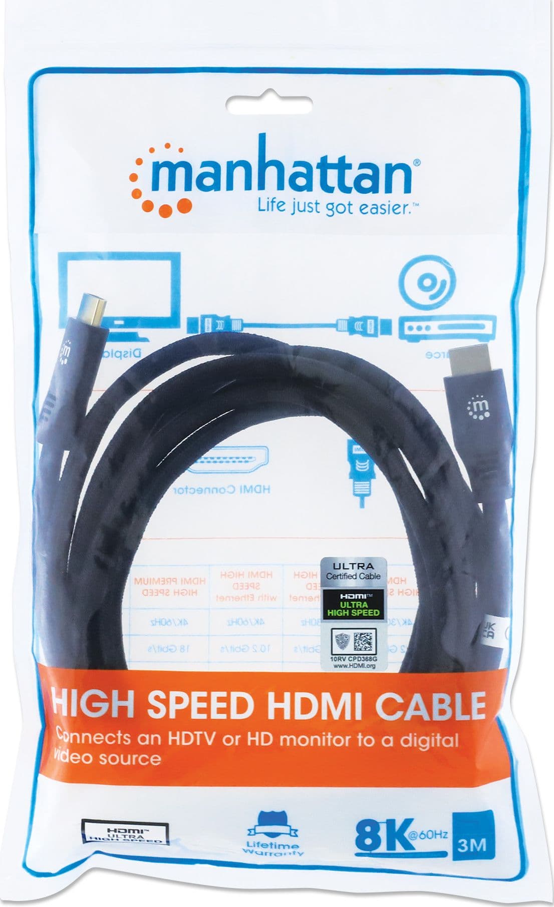 Cavo HDMI con Ethernet ad Altissima Velocit&agrave Certificato 8K@60Hz eARC 3 metri - 6