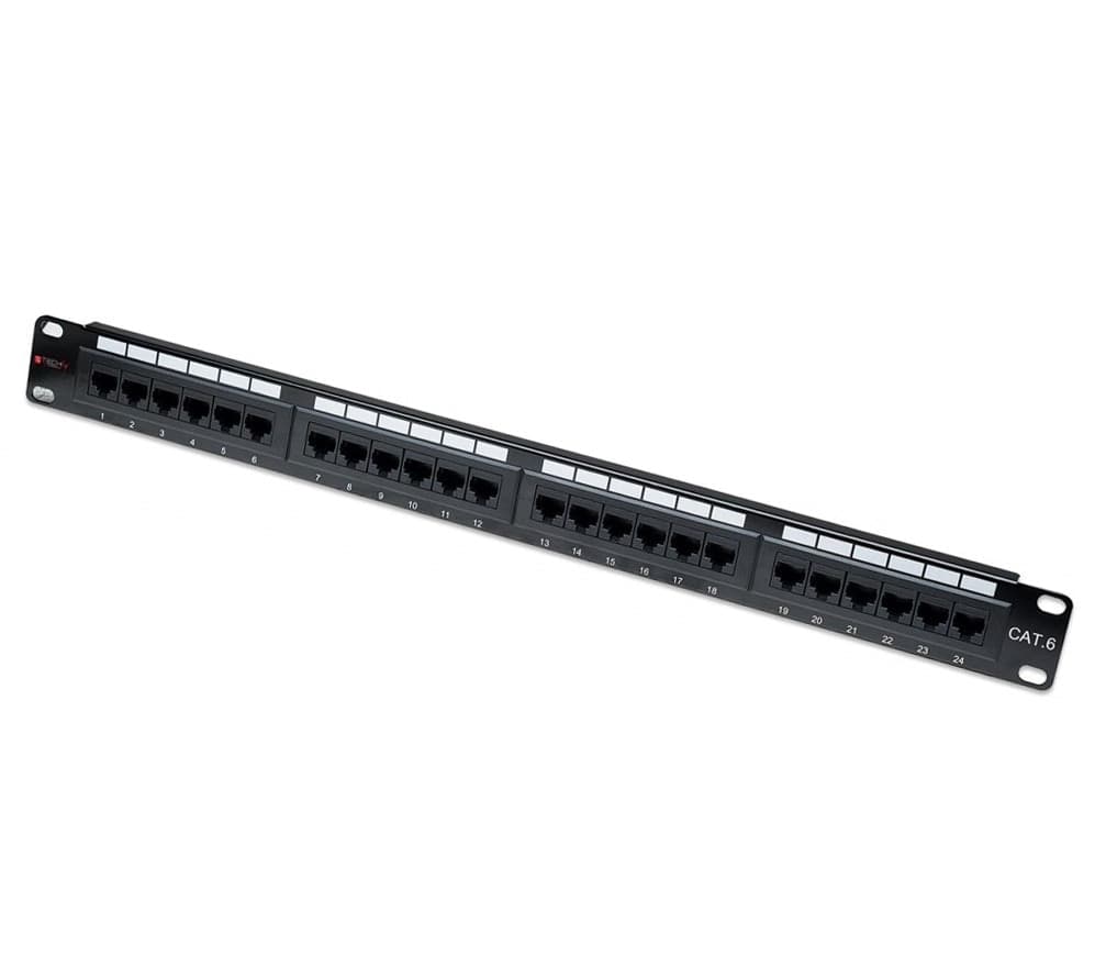 Pannello Patch UTP 24 Posti RJ45 Cat.6 con barra gestione cavi - 7