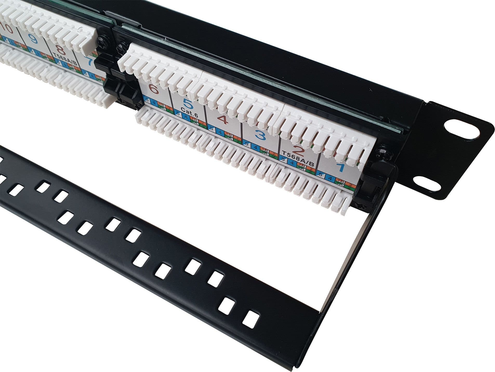 Pannello Patch UTP 24 Posti RJ45 Cat.6 con barra gestione cavi - 9