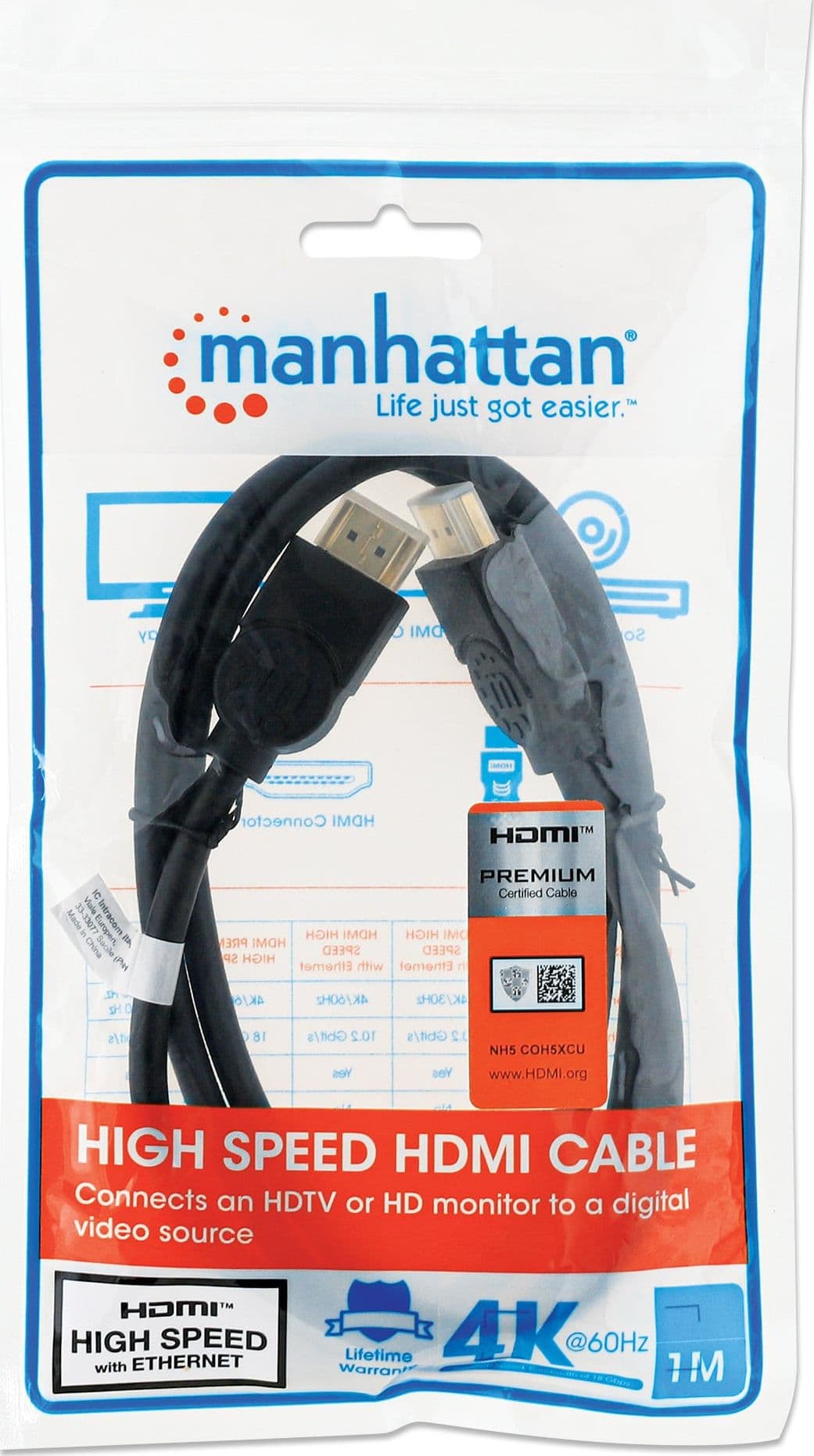 Cavo HDMI High Speed con Ethernet Premium 1m - 2
