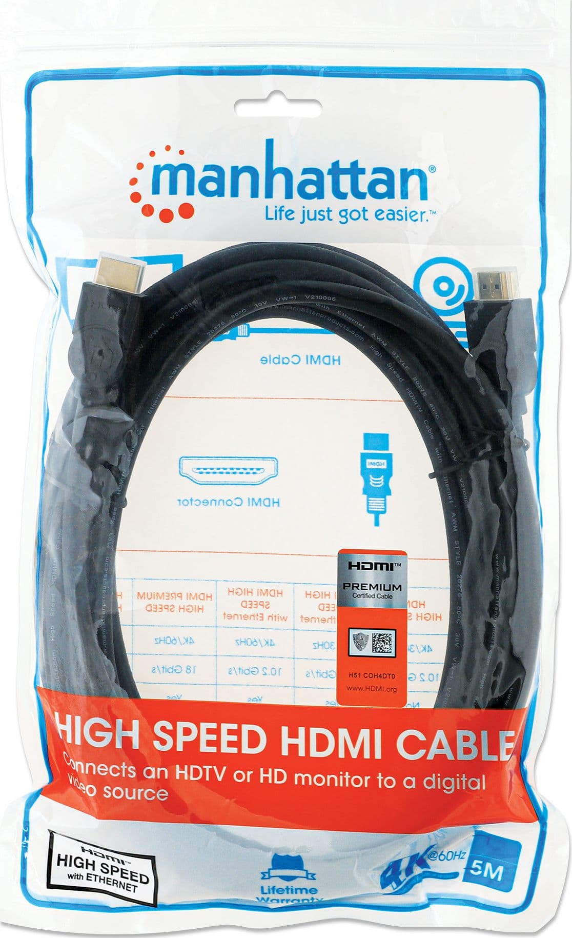 Cavo HDMI High Speed con Ethernet Premium 5m - 10