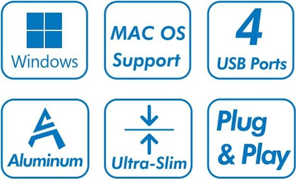 Hub USB 3.2 Gen1 Ultra Slim a 4 Porte Ingresso USB-A - 4