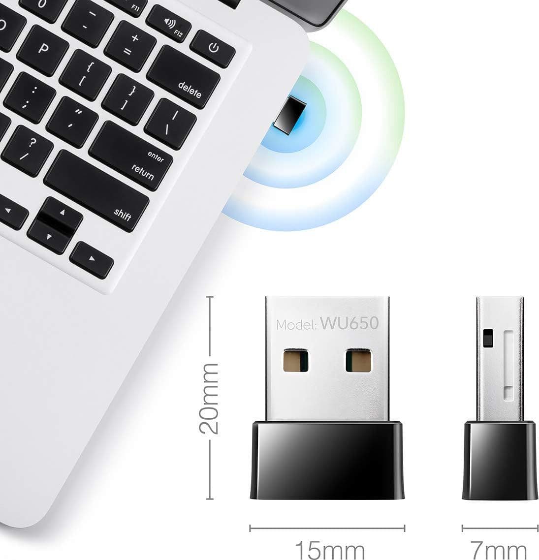 Nano Adattatore USB WiFi Dual Band 650Mbps per PC con Modalit&agrave SoftAP, WU650 - 3