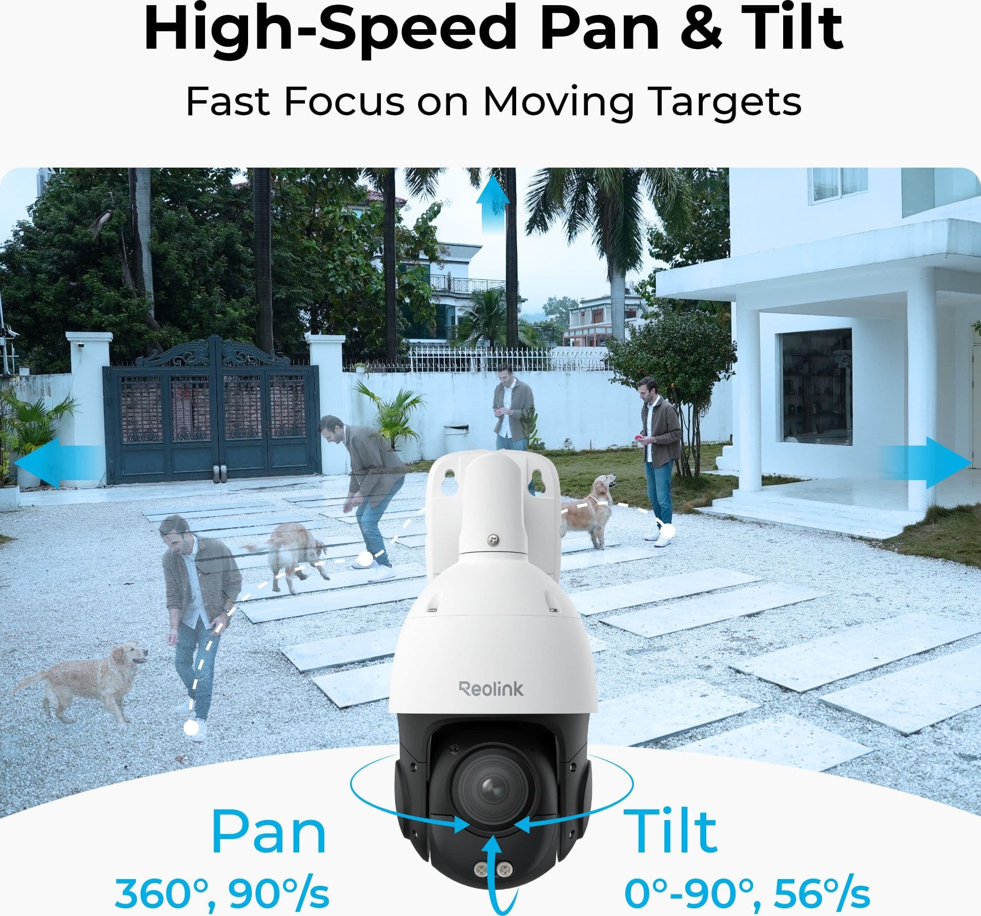 Telecamera di Sicurezza PoE 8MP 4K PTZ con Auto-Zoom Tracking 360&deg IP66, Serie P850 - 8
