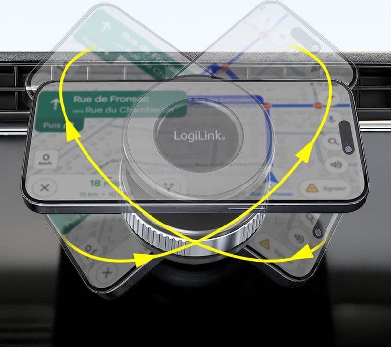 Supporto Magnetico per Smartphone con Chiusura a Rotazione e Ventosa, Nero/Bronzo - 4