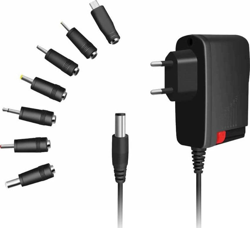 Alimentatore Universale Regolabile 3V-12V con 7 Spine DC, Nero