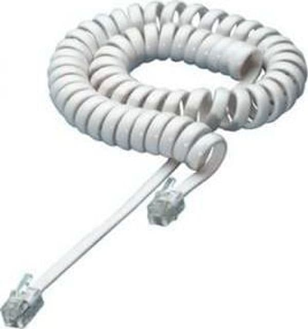 Cavo Telefonico Spiralato per Cornetta 2mt RJ10 4P4C Bianco - 3