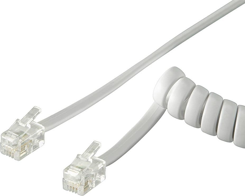 Cavo Telefonico Spiralato per Cornetta 2mt RJ10 4P4C Bianco - 5