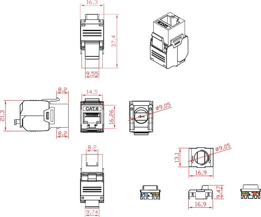 Frutto Keystone RJ45 UTP Cat.6 Tooless Nero - 2