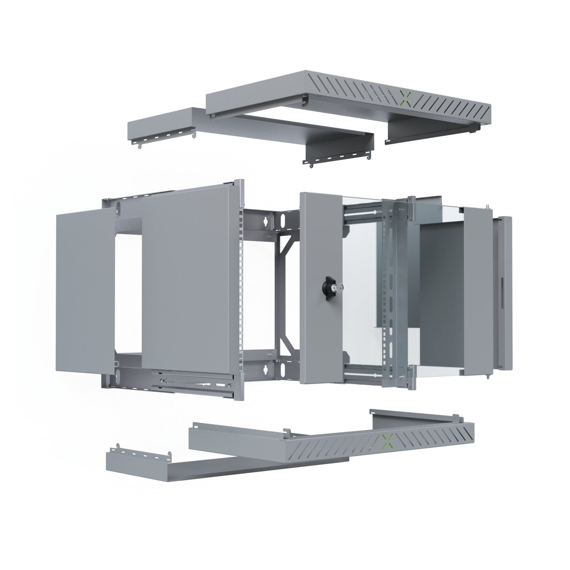 Armadio Rack 19'' a Muro 9U da Assemblare Profondit&agrave 400-600 mm Grigio - 3