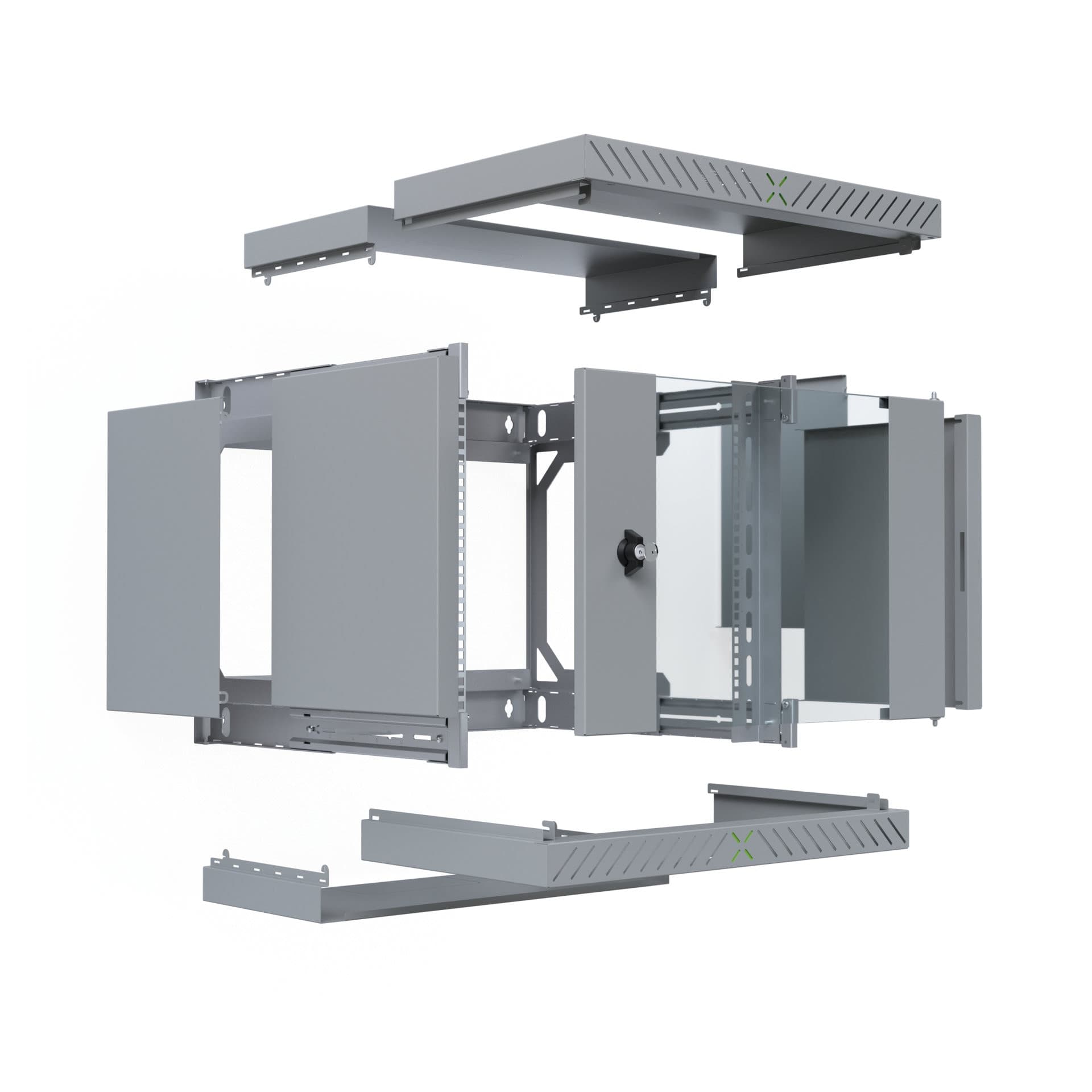 Armadio Rack 19'' a Muro 9U da Assemblare Profondit&agrave 400-600 mm Grigio - 6