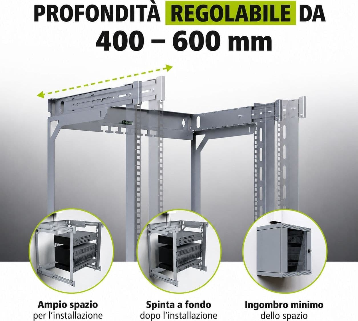 Armadio Rack 19'' a Muro 9U da Assemblare Profondit&agrave 400-600 mm Grigio - 10