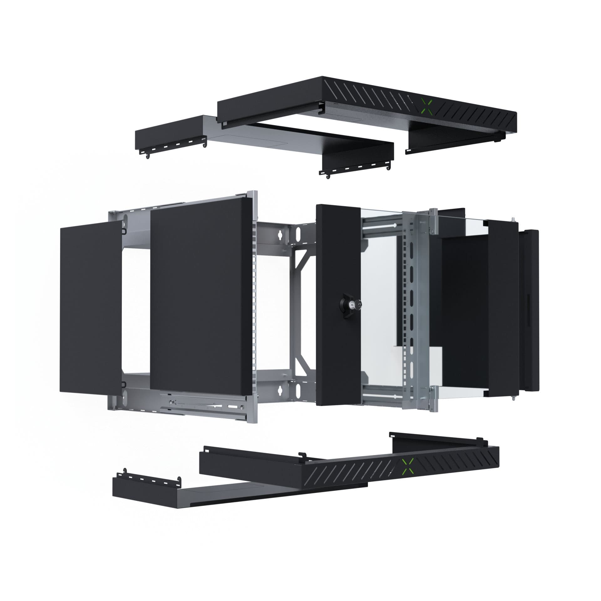 Armadio Rack 19'' a Muro 9U da Assemblare Profondit&agrave 400-600 mm Nero - 2