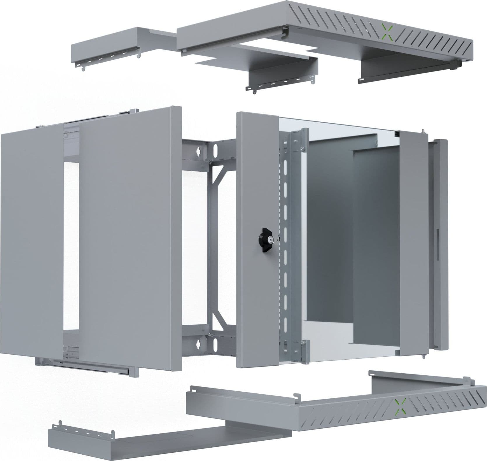 Armadio Rack 19'' a Muro 12U da Assemblare Profondit&agrave 400-600 mm Grigio - 4