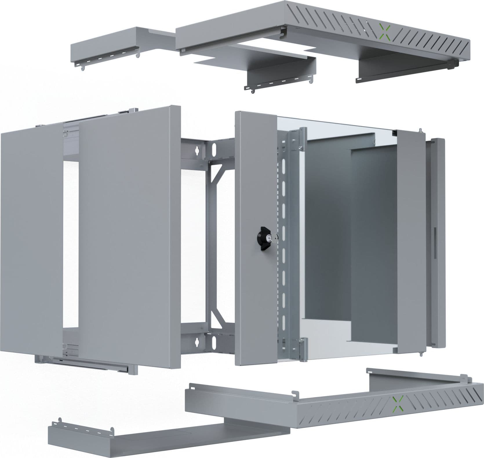 Armadio Rack 19'' a Muro 12U da Assemblare Profondit&agrave 400-600 mm Grigio - 9