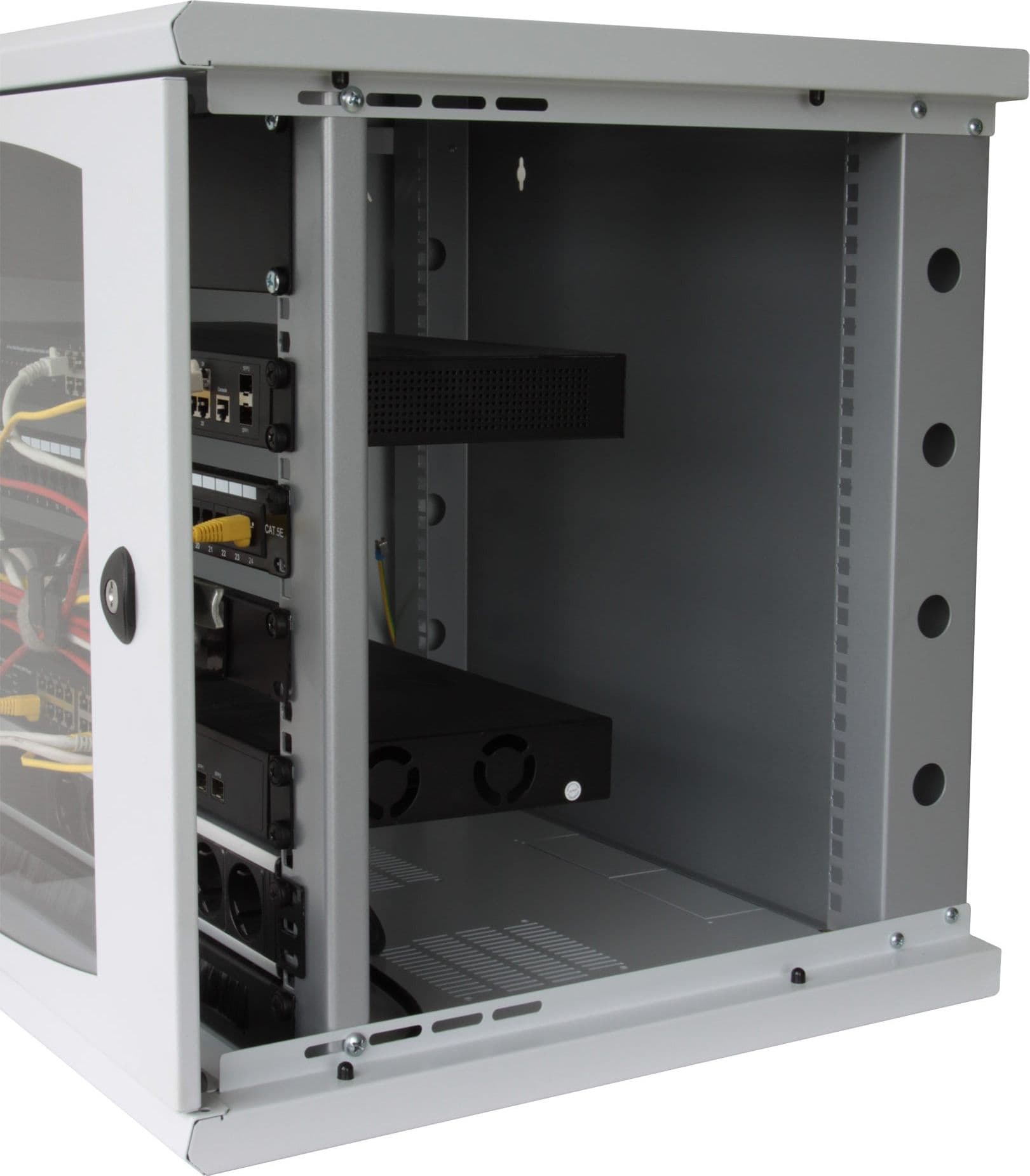 Armadio Rack 19'' a muro 16 unit&agrave sezione unica prof. 500mm Grigio - 4